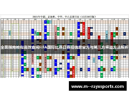 全面指南教你高效查阅FIFA国际比赛日赛程信息官方与第三方渠道方法解析